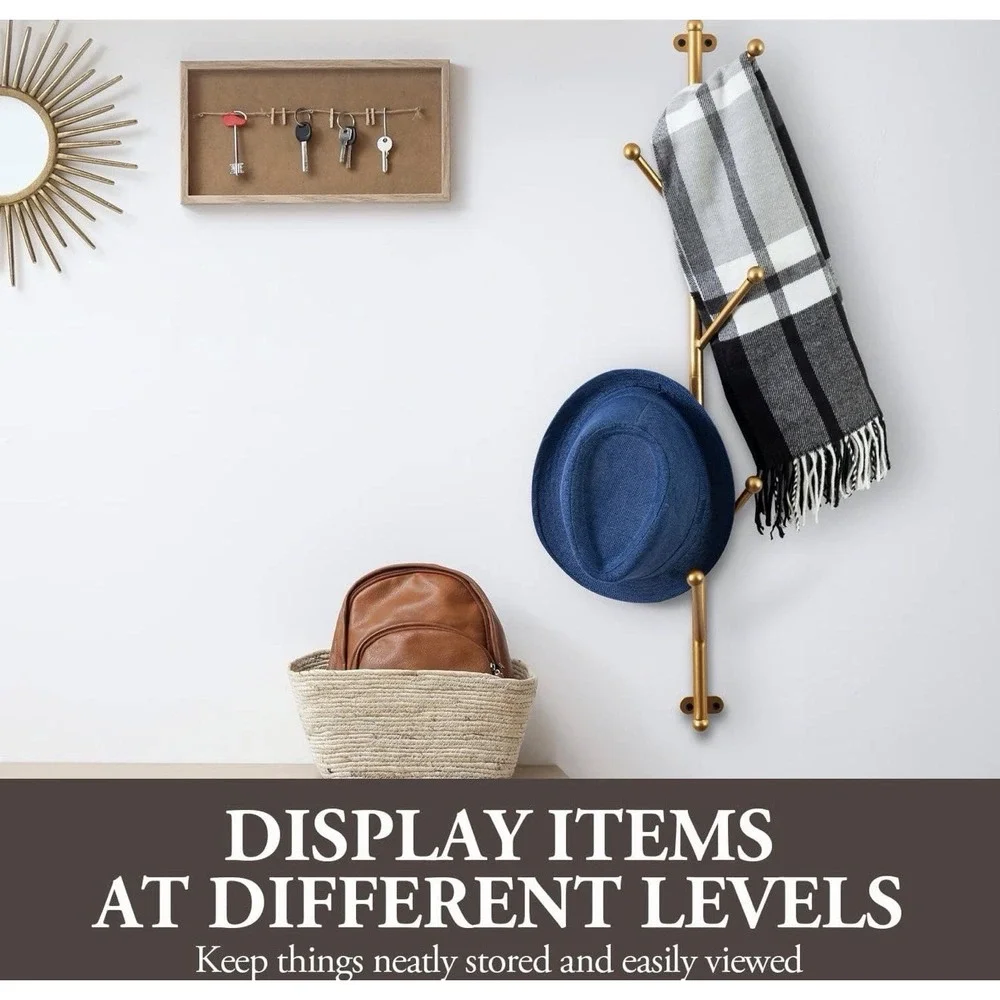 2.5-Foot Gold Metal‎ Tree Branch Style Vertical Hat/Coat Hanging Rack, Coat Rack